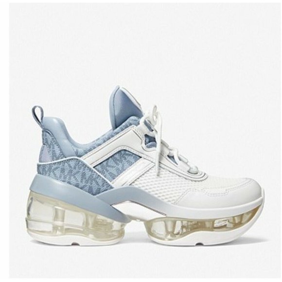 Michael Kors Women's Olympia Trainer Extreme Sneaker Shoes Pale Blue - Picture 2 of 3